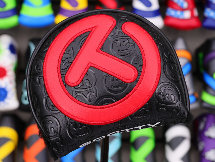 scotty cameron tour only black and red hot head harry industrial circle t mid round centershaft putter headcover