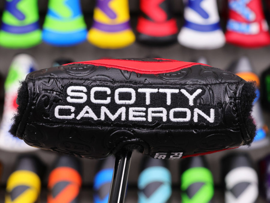 scotty cameron tour only black and red hot head harry industrial circle t mid round centershaft putter headcover
