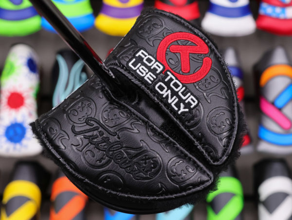 scotty cameron tour only black and red hot head harry industrial circle t mid round centershaft putter headcover