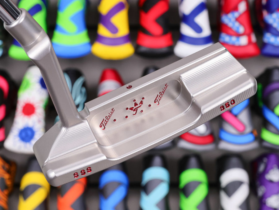 scotty cameron tour only sss timeless tourtype circle t 350g putter with sight dot and crowned flying t and script titleist stamps golf club