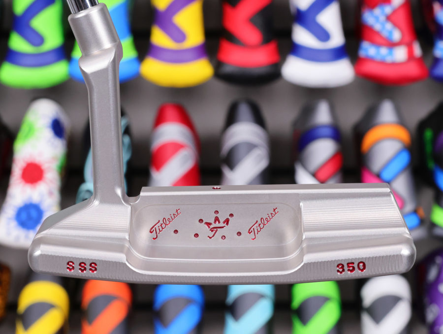 scotty cameron tour only sss timeless tourtype circle t 350g putter with sight dot and crowned flying t and script titleist stamps golf club