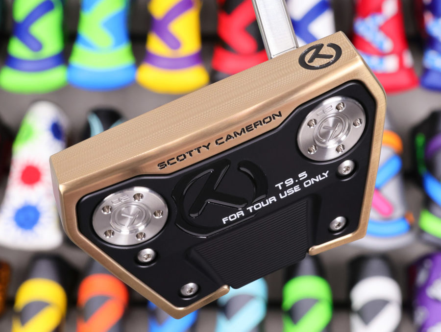 scotty cameron tour only two tone chromatic bronze phantom x t9.5 circle t 360g putter with welded and polished sss flojet neck and dual flange lines golf club with black shaft
