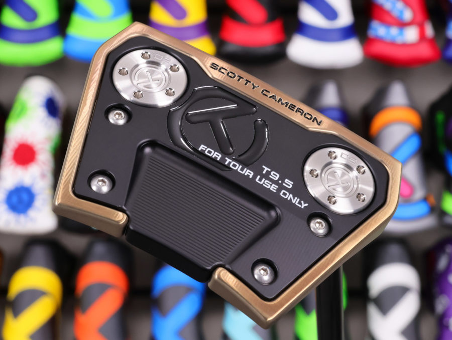 scotty cameron tour only two tone chromatic bronze phantom x t9.5 circle t 360g putter with welded and polished sss flojet neck and dual flange lines golf club with black shaft