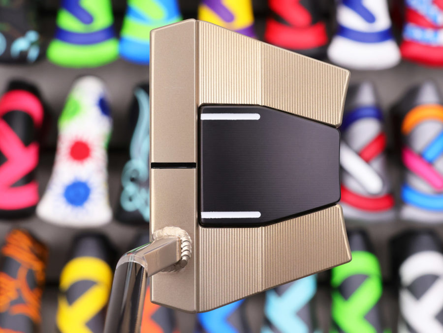 scotty cameron tour only two tone chromatic bronze phantom x t9.5 circle t 360g putter with welded and polished sss flojet neck and dual flange lines golf club with black shaft