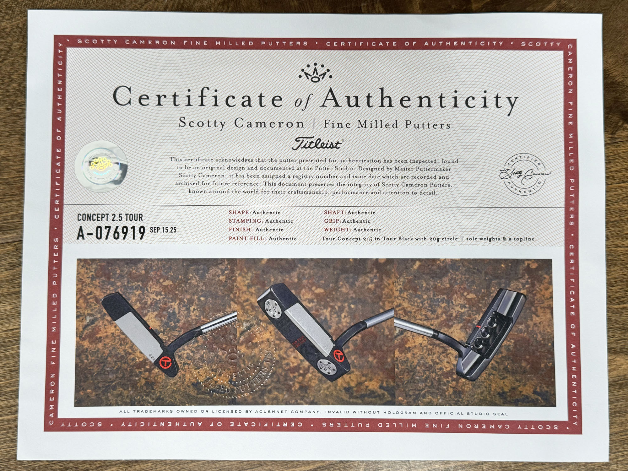 scotty-cameron-certificate-of-authenticity-coa-paperwork-231 scotty cameron certificate of authenticity coa paperwork