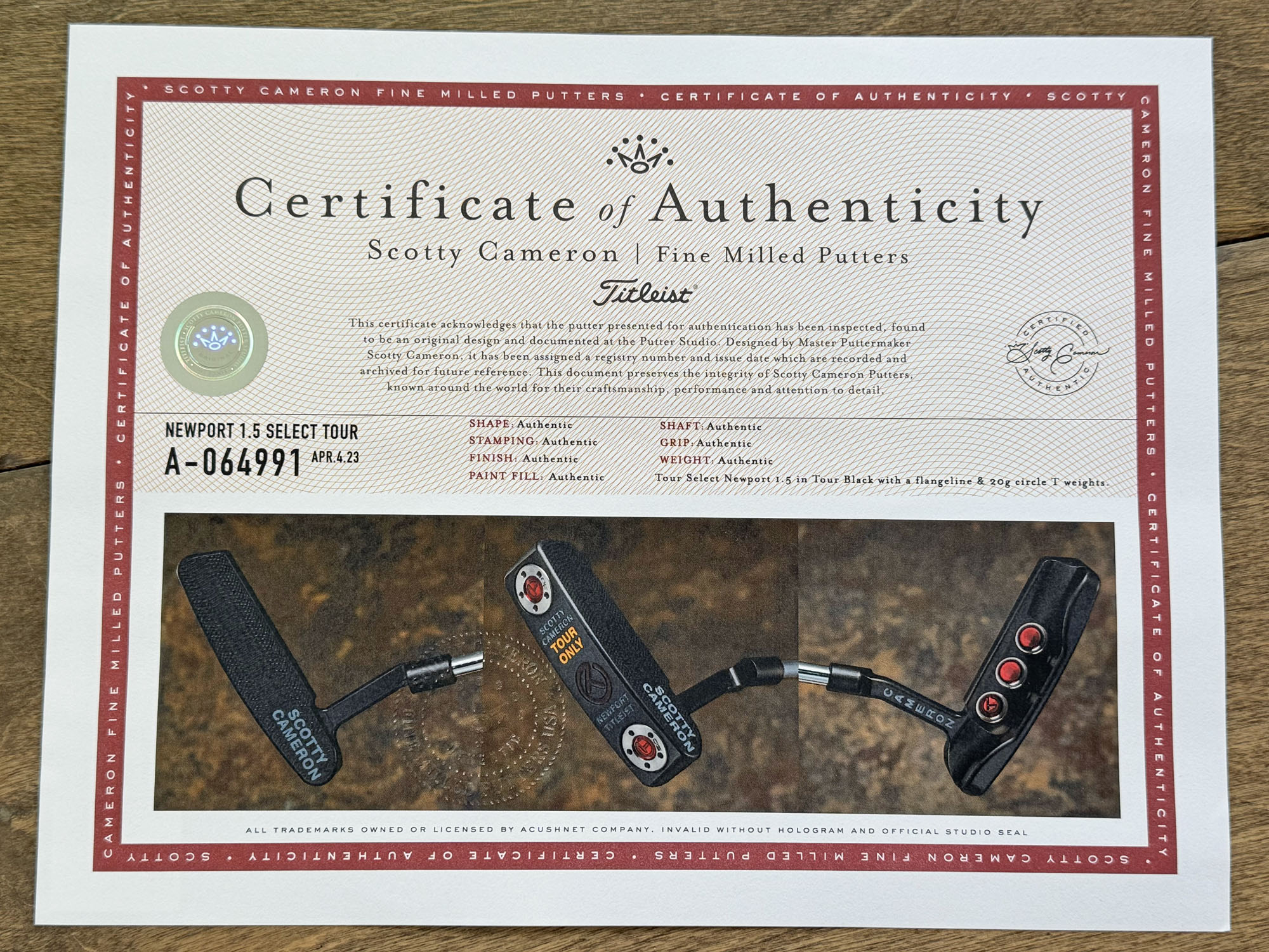 scotty-cameron-certificate-of-authenticity-coa-paperwork-9750 scotty cameron certificate of authenticity coa paperwork