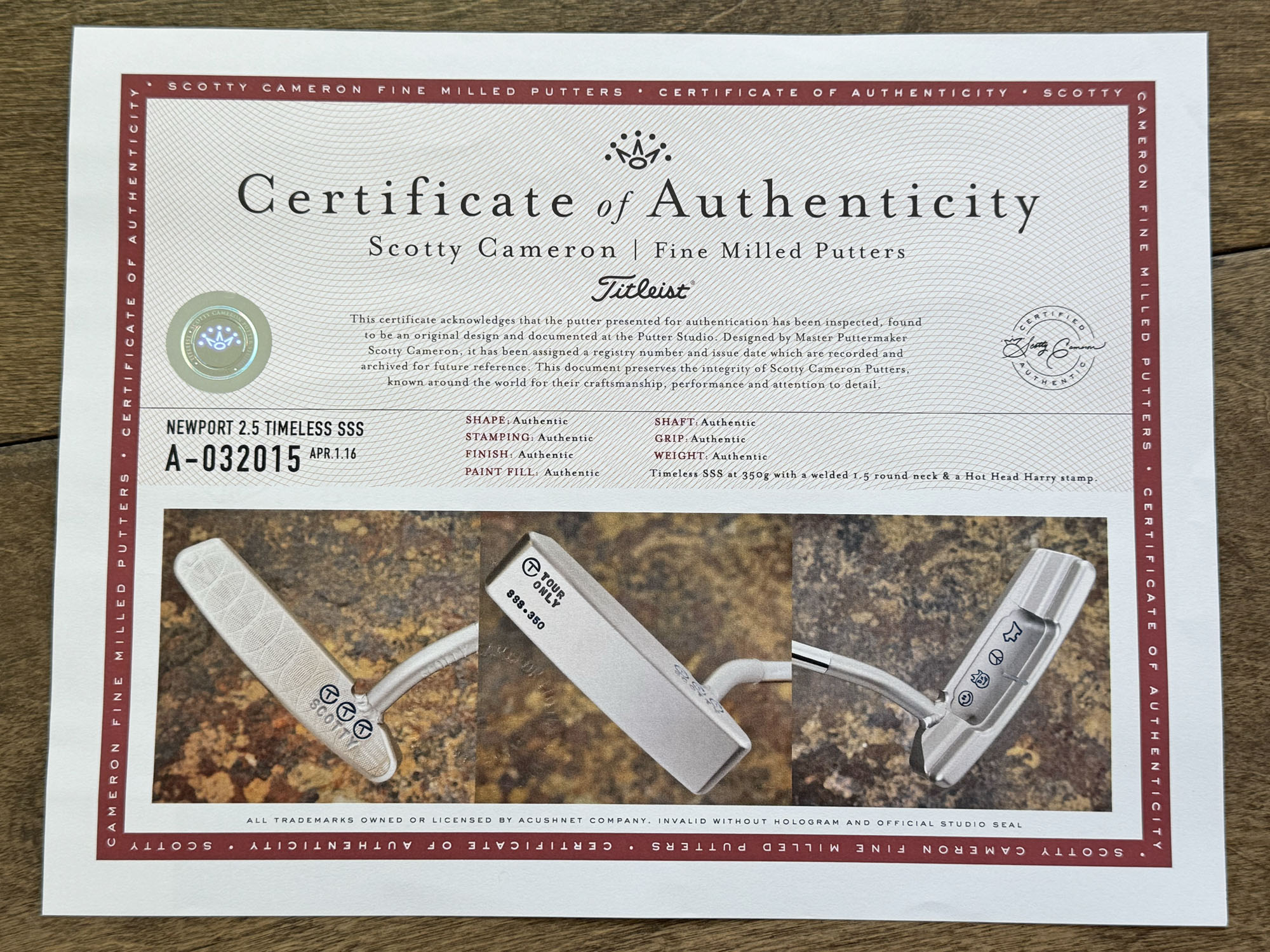 scotty-cameron-certificate-of-authenticity-coa-paperwork-9751 scotty cameron certificate of authenticity coa paperwork
