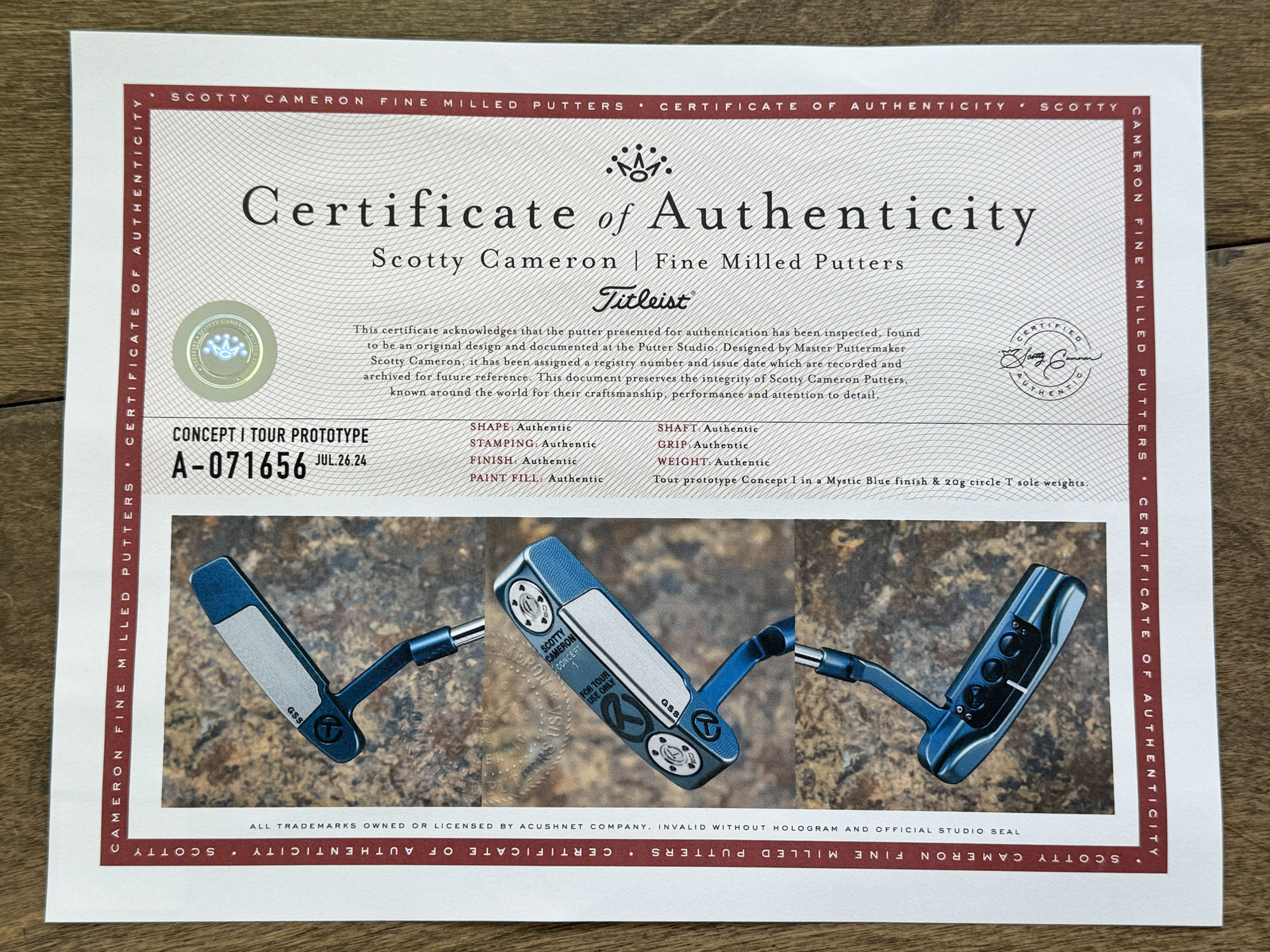 scotty-cameron-certificate-of-authenticity-coa-paperwork-9752 scotty cameron certificate of authenticity coa paperwork