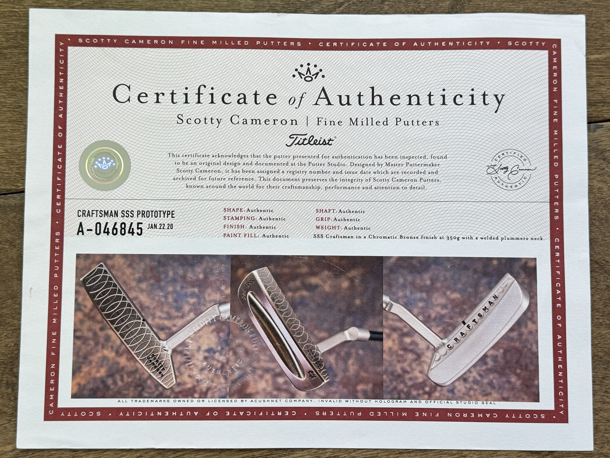 scotty-cameron-certificate-of-authenticity-coa-paperwork-9756 scotty cameron certificate of authenticity coa paperwork