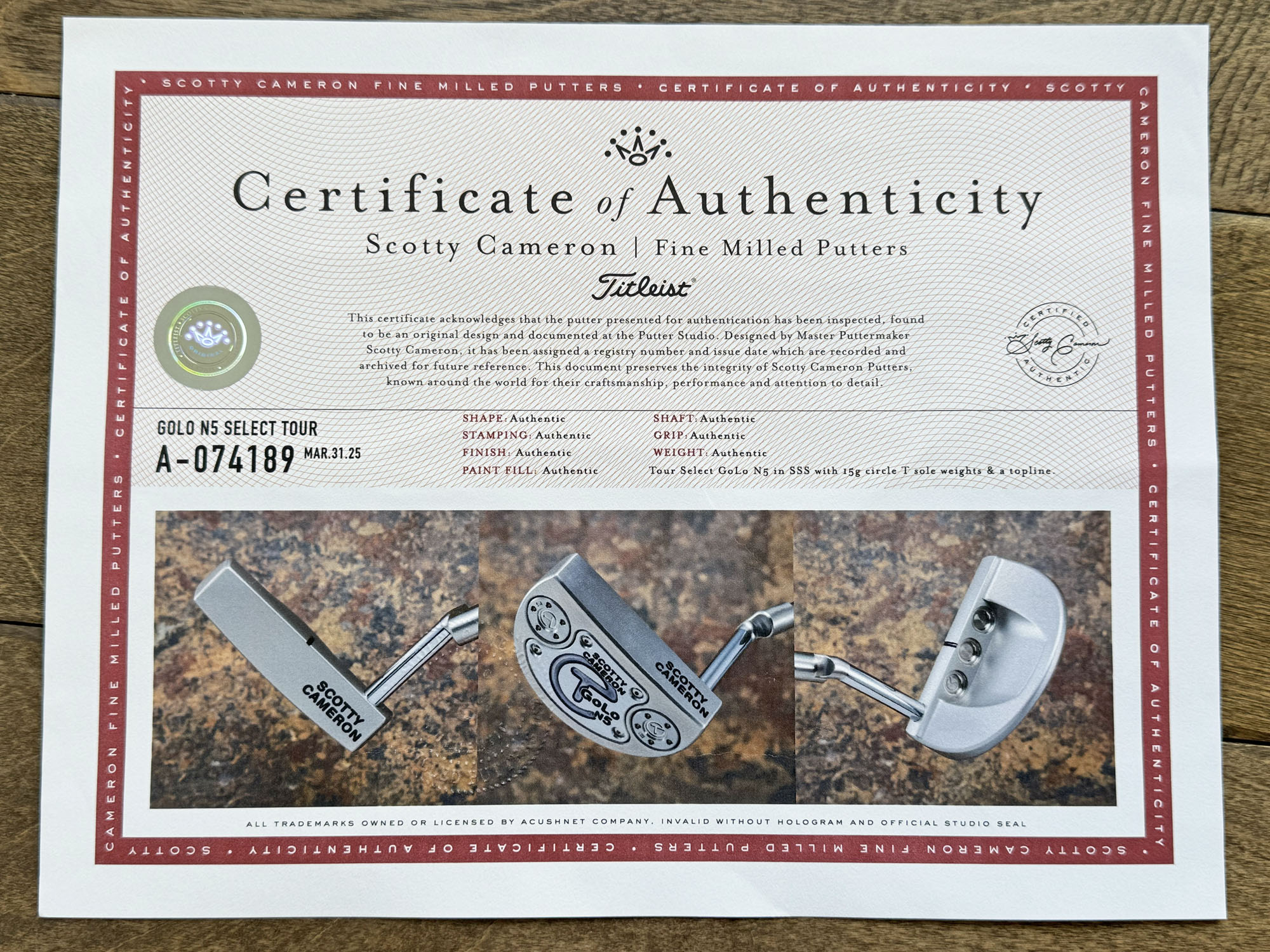 scotty-cameron-certificate-of-authenticity-coa-paperwork-544 scotty cameron certificate of authenticity coa paperwork