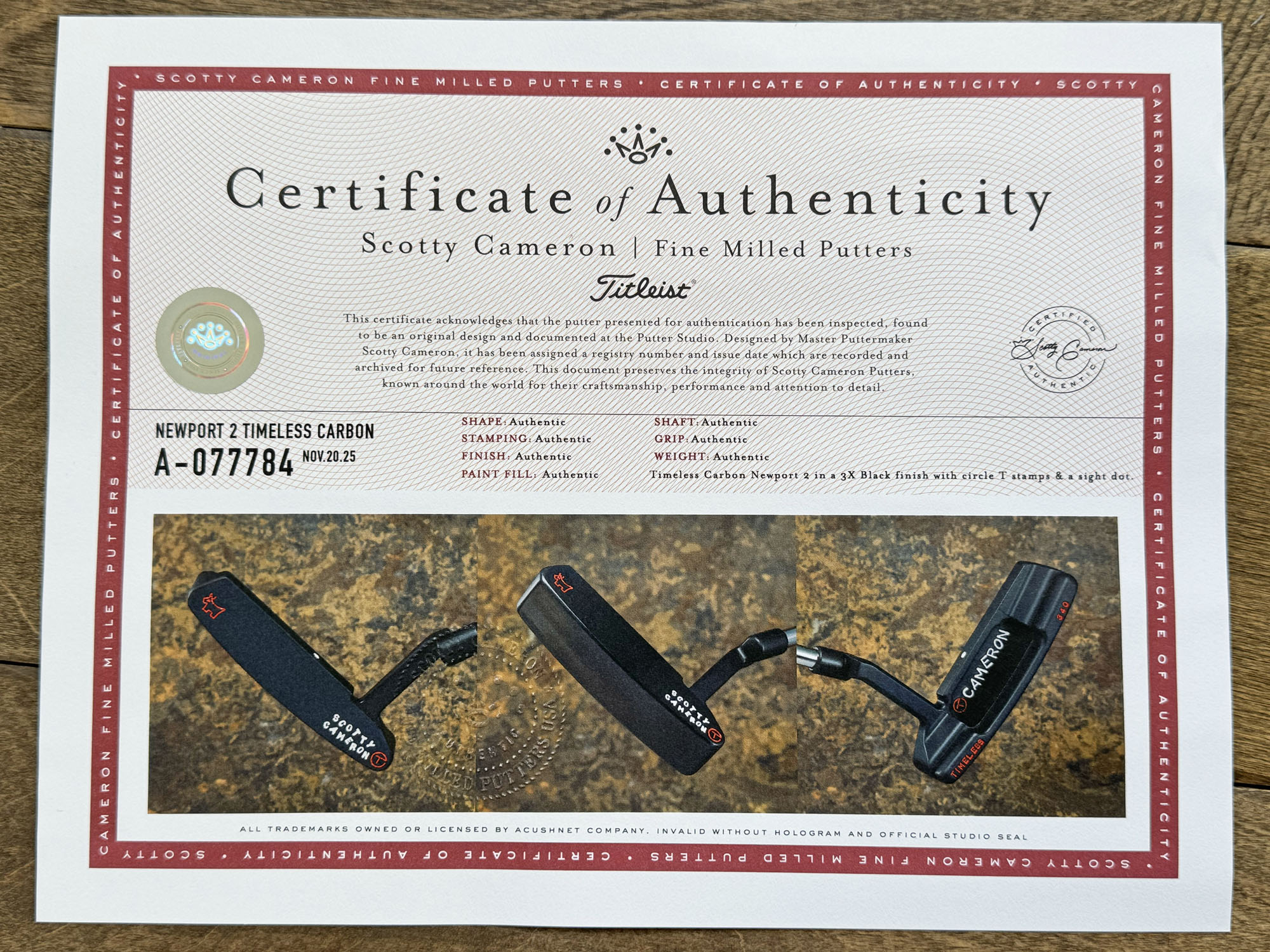 scotty-cameron-certificate-of-authenticity-coa-paperwork-545 scotty cameron certificate of authenticity coa paperwork
