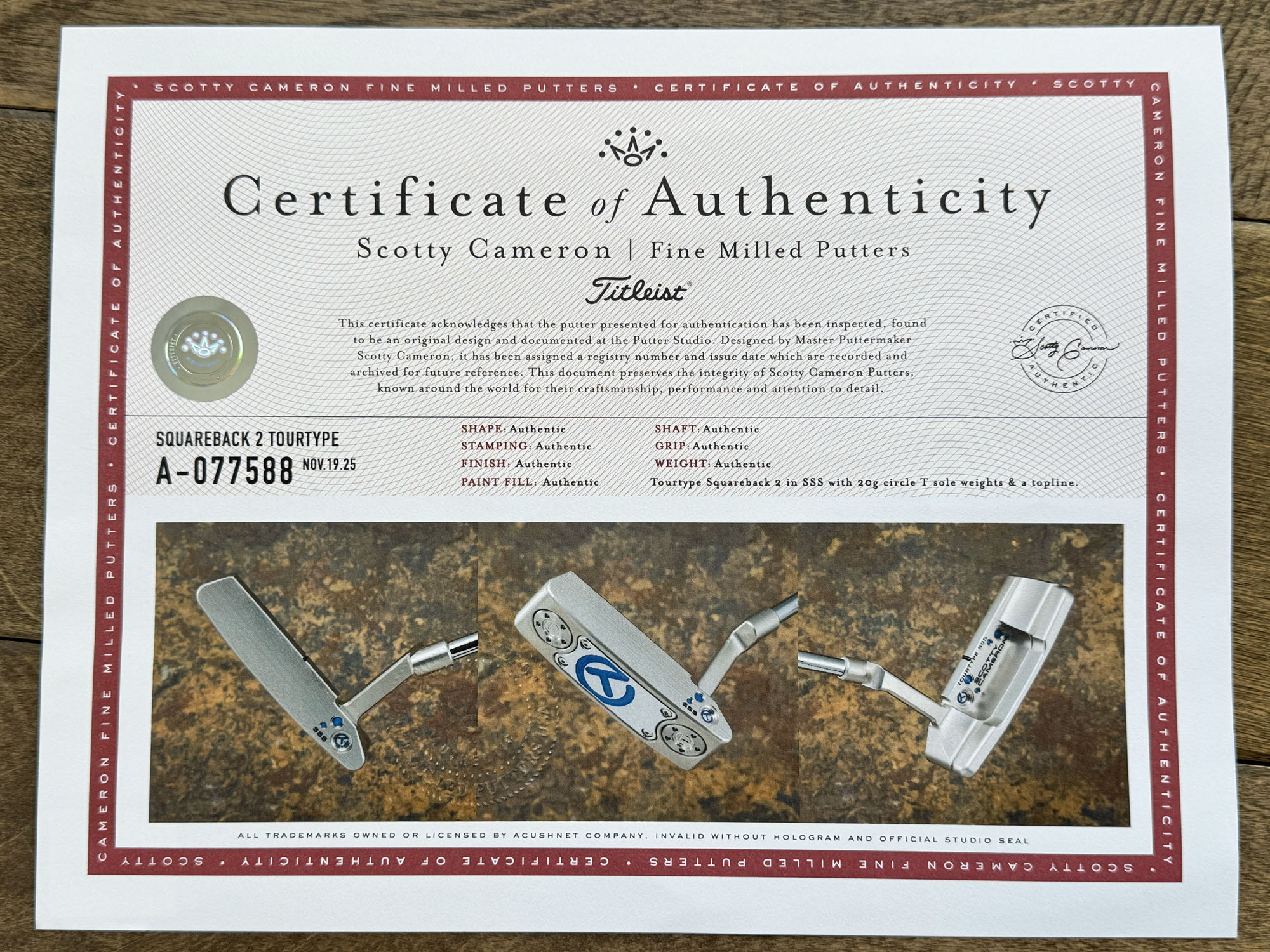 scotty-cameron-certificate-of-authenticity-coa-paperwork-547 scotty cameron certificate of authenticity coa paperwork