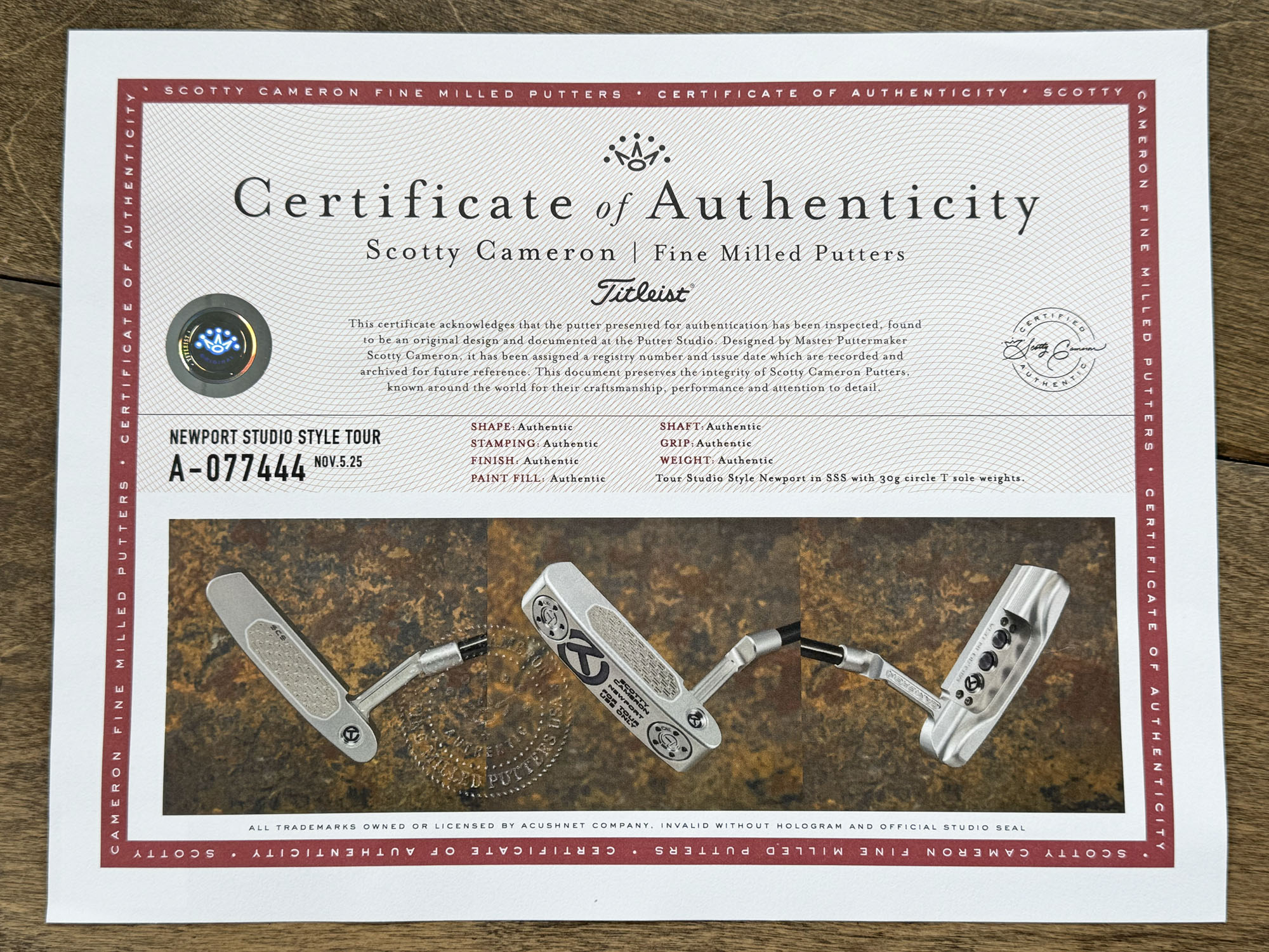 scotty-cameron-certificate-of-authenticity-coa-paperwork-736 scotty cameron certificate of authenticity coa paperwork