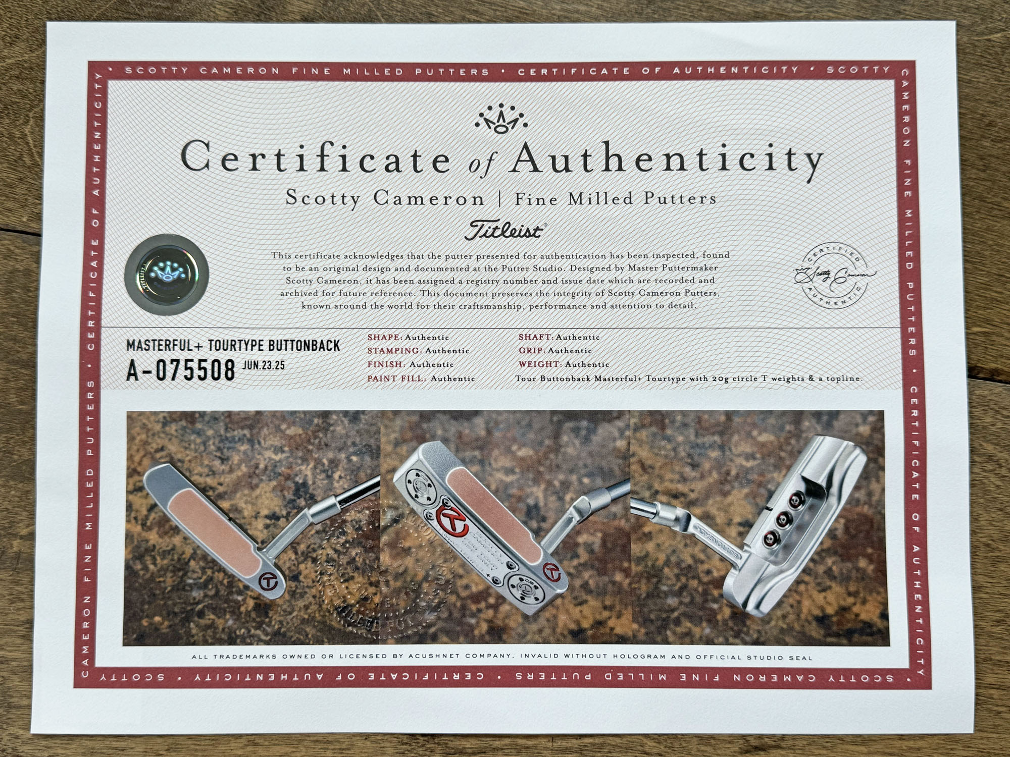 scotty-cameron-certificate-of-authenticity-coa-paperwork-739 scotty cameron certificate of authenticity coa paperwork