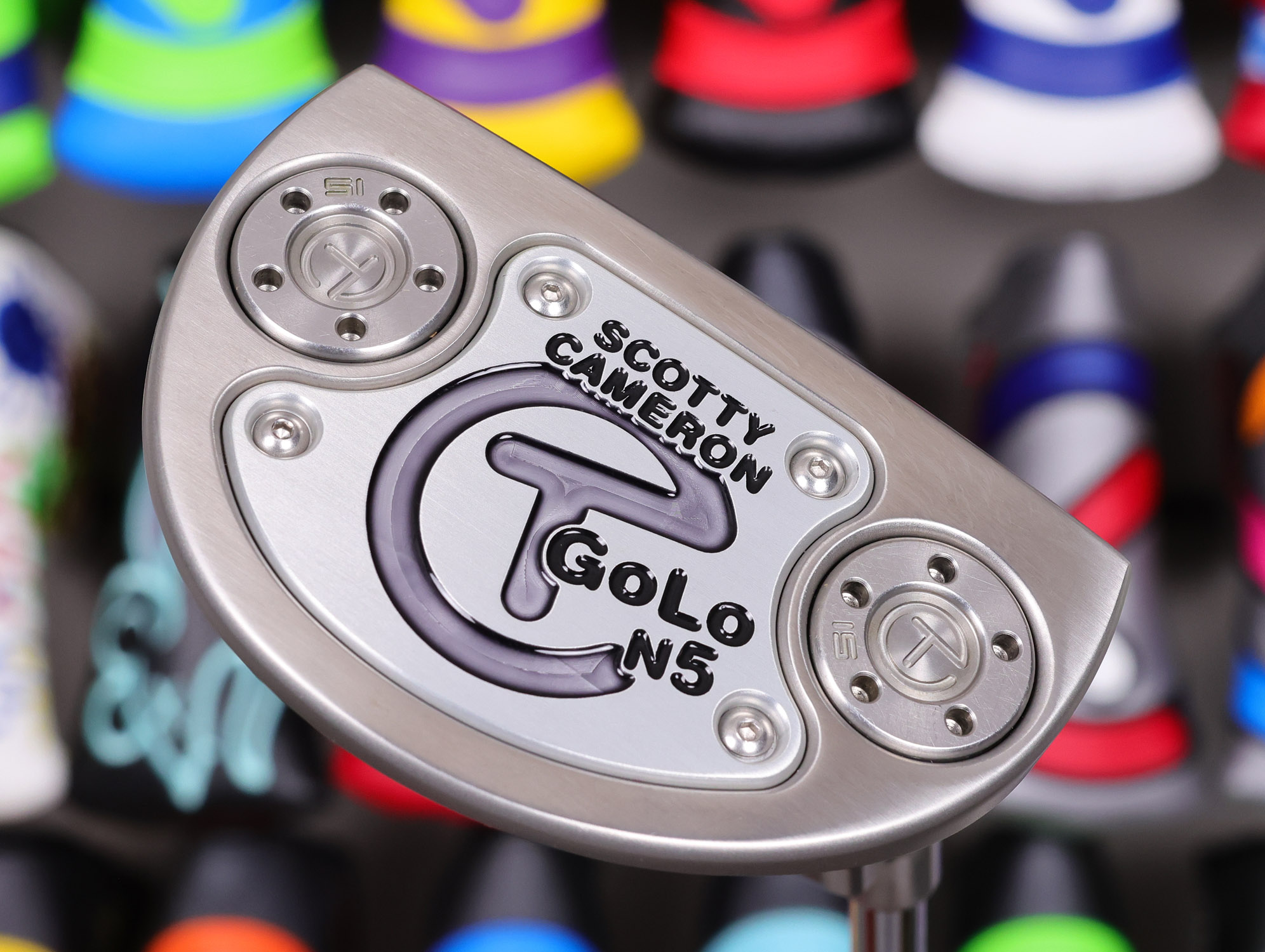 scotty-cameron-tour-only-sss-raw-silver-bombs-golo-n5-knucklehead-neck-circle-t-360g-putter-with-top-line-61 scotty cameron tour only sss raw silver bombs golo n5 knucklehead neck circle t 360g putter with fly milling on face and top line golf club