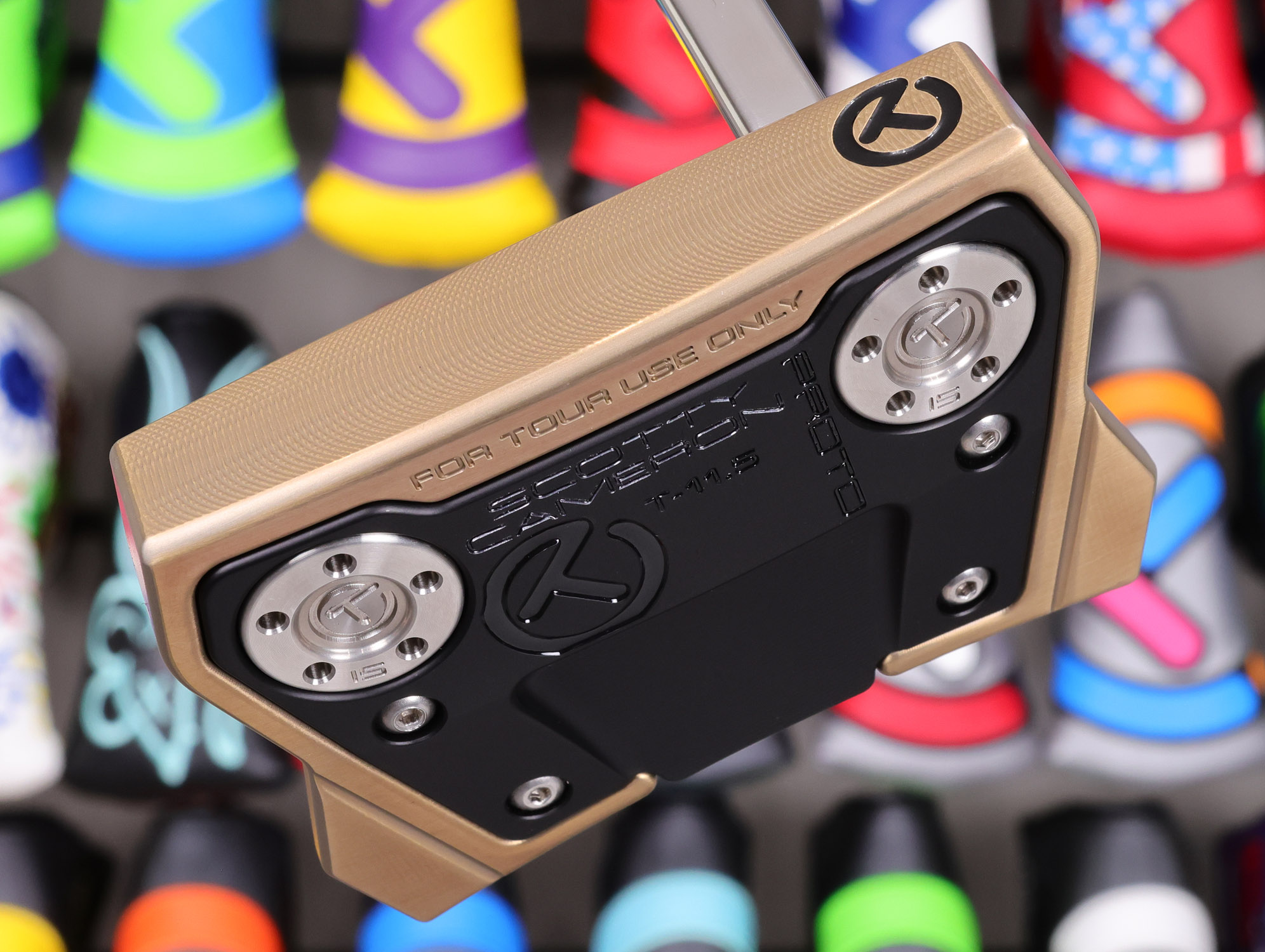scotty-cameron-tour-only-two-tone-phantom-x-t11.5-circle-t-360g-putter-with-welded-plumber-neck-sight-dot-and-black-shaft-27 scotty cameron tour only matte chromatic bronze two tone phantom x t11.5 circle t 360g putter with welded and polished sss plumber neck black shaft and sight dot golf club