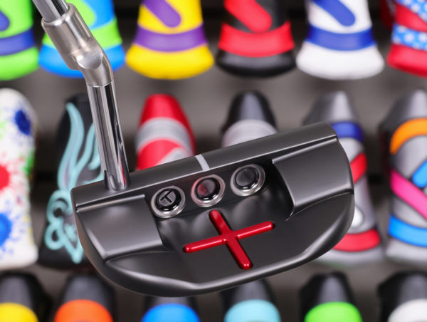 scotty cameron tour only black deep milled sss knucklehead neck fastback fb+ plus circle t 360g putter with red pop up and gray top line golf club