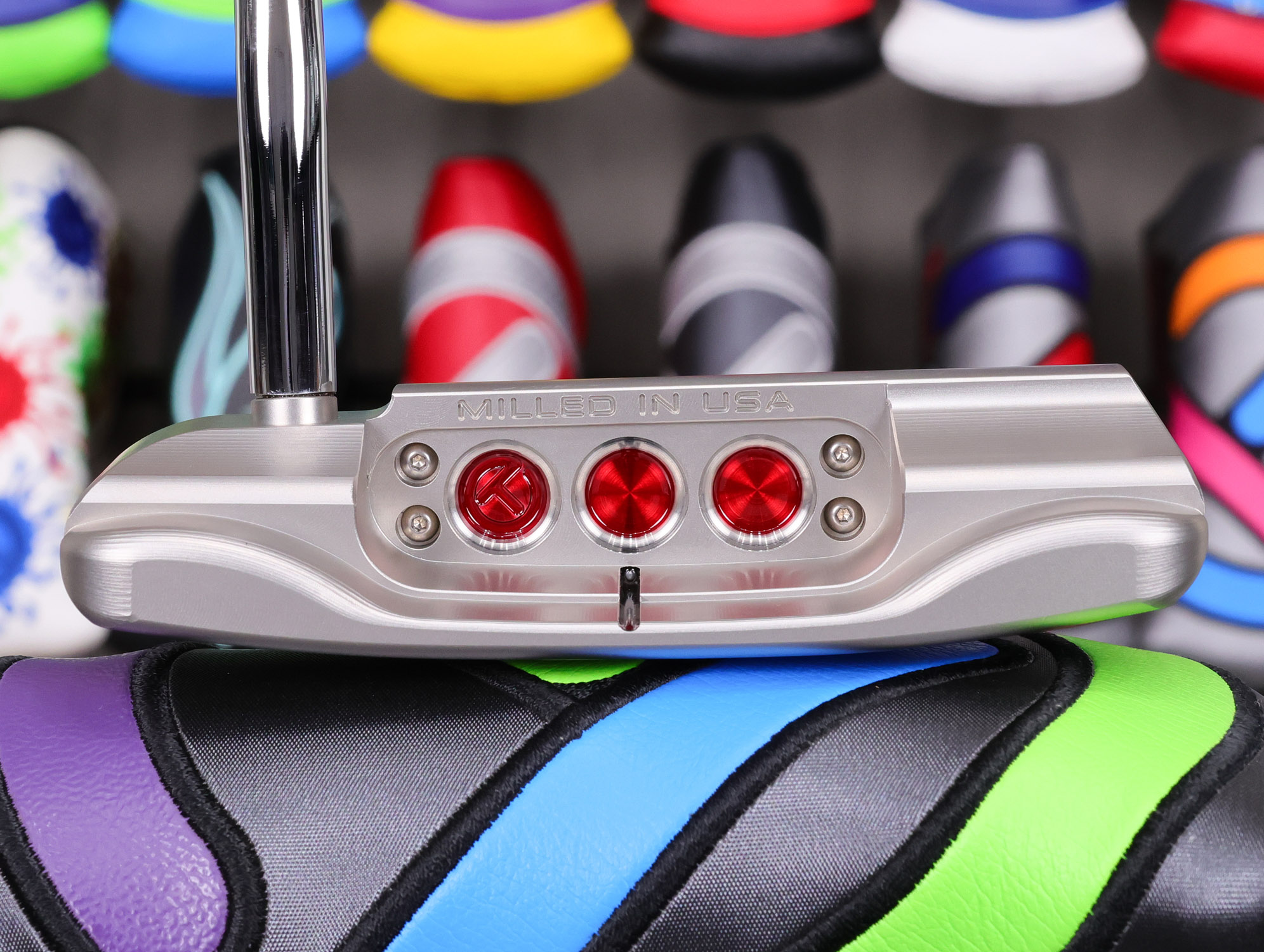 scotty-cameron-tour-only-studio-style-catalina-double-bend-circle-t-350g-putter-35 scotty cameron tour only catalina studio style circle t 350g putter with studio cardon steel scs chain link milled face insert and double bend shaft golf club