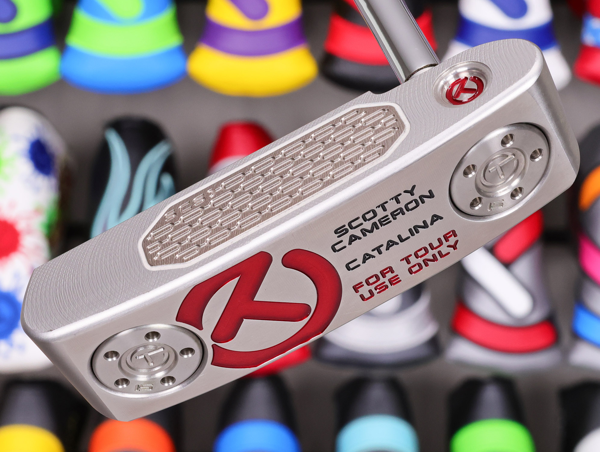 scotty-cameron-tour-only-studio-style-catalina-double-bend-circle-t-350g-putter-39 scotty cameron tour only catalina studio style circle t 350g putter with studio cardon steel scs chain link milled face insert and double bend shaft golf club