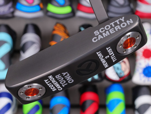 scotty cameron tour only black sss newport 2 mid slant select circle t 360g putter with top line and translucent orange paint golf club