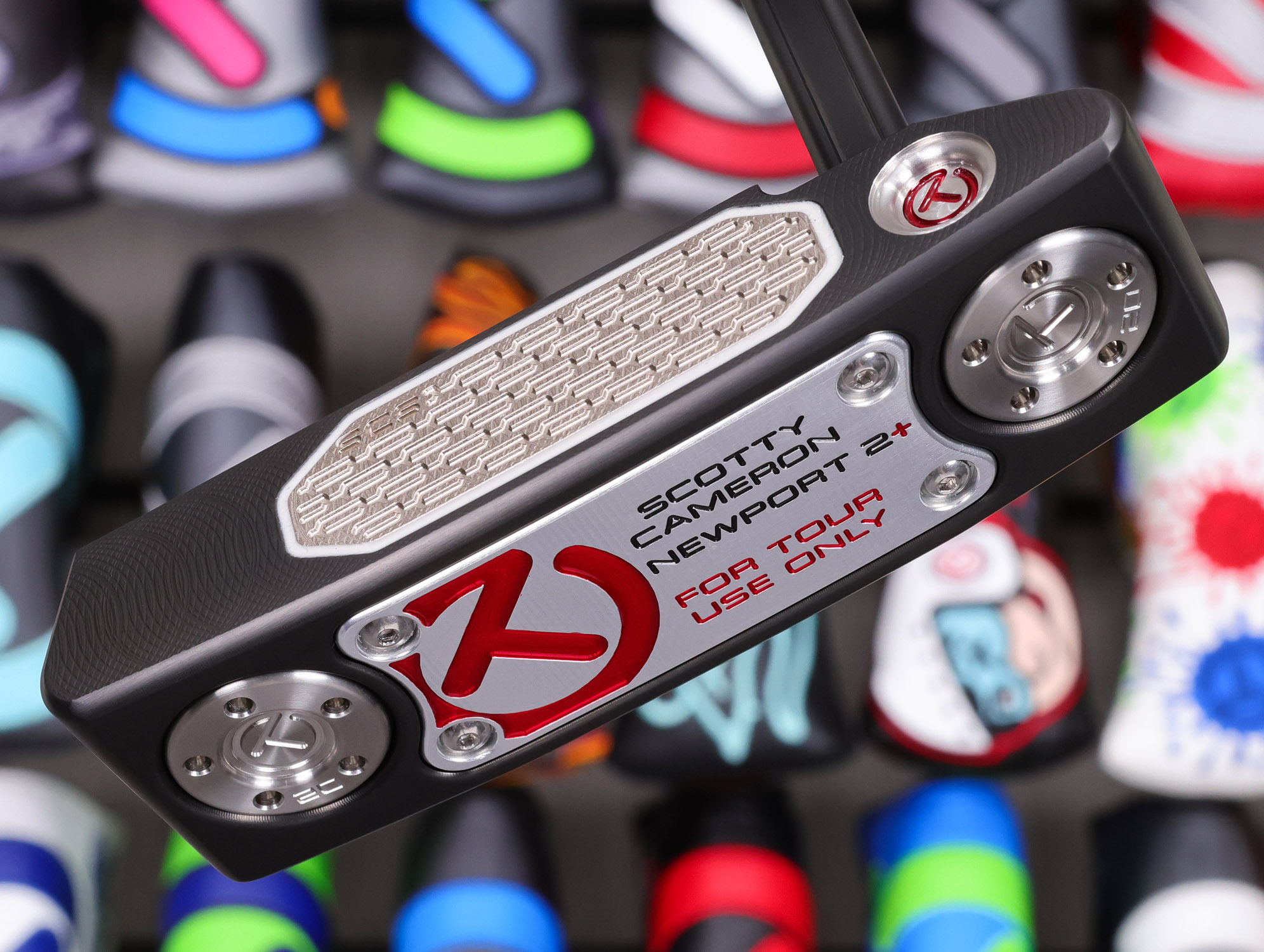 scotty cameron tour only black studio style newport 2+ plus circle t 360g putter with chain link milled carbon steel face insert and black shaft golf club