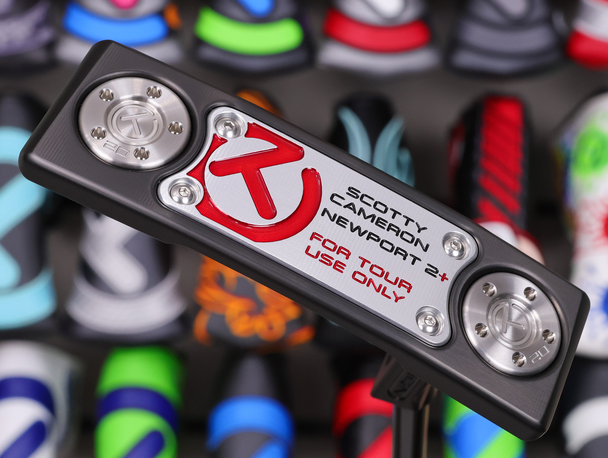 scotty cameron tour only black studio style newport 2+ plus circle t 360g putter with chain link milled carbon steel face insert and black shaft golf club