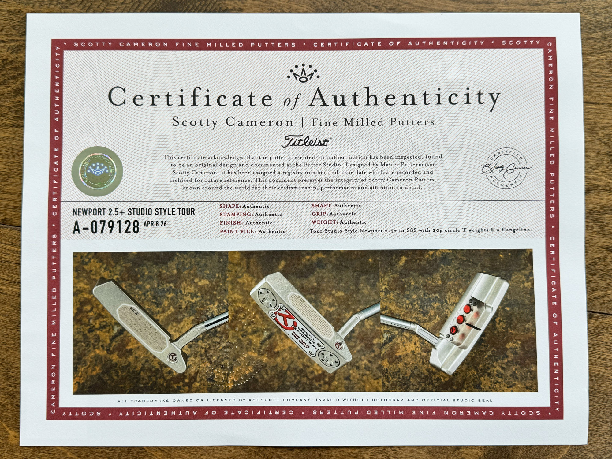 Scotty Cameron Tour Only Studio Style Newport 2.5+ PLUS Circle T