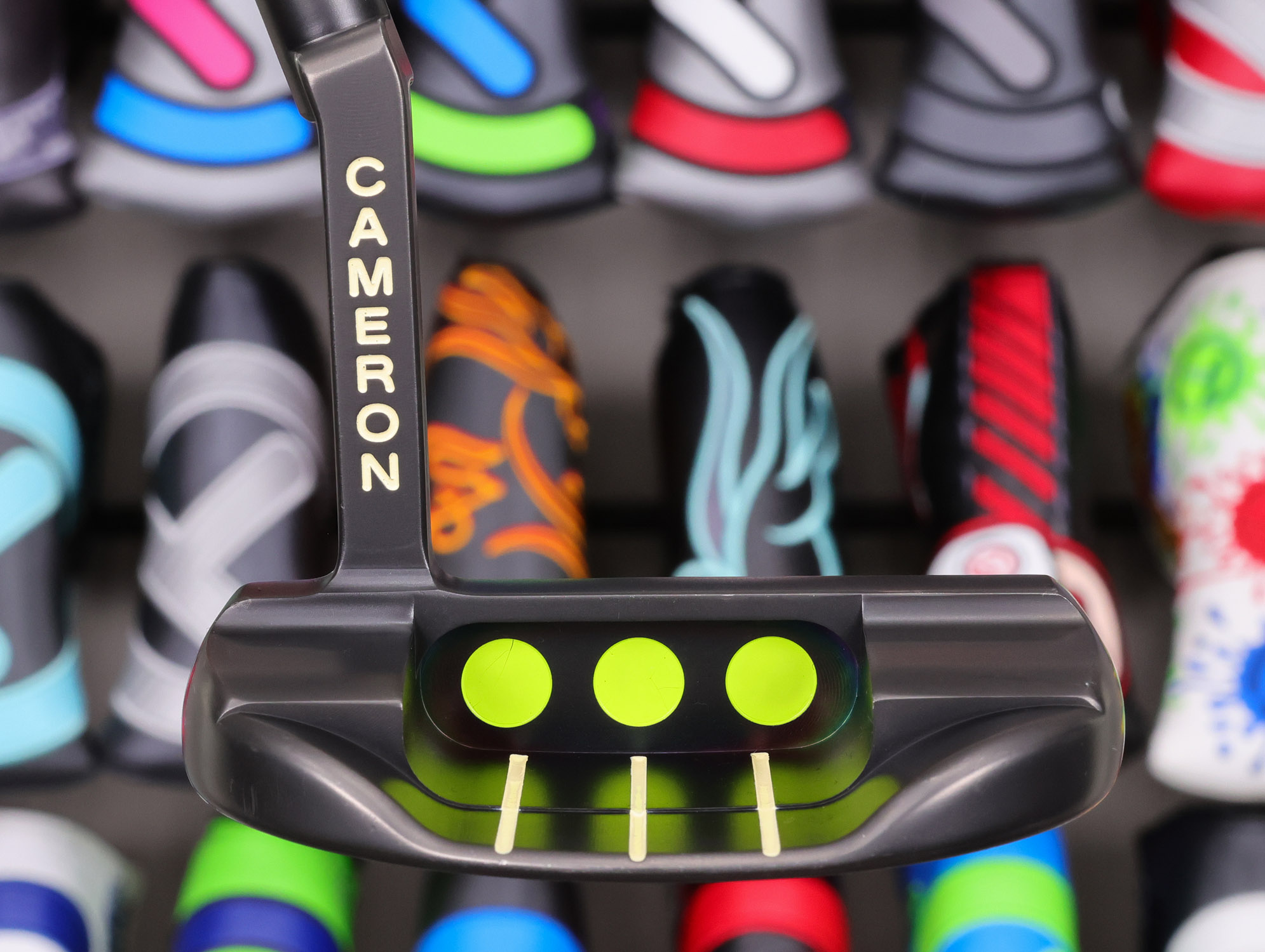 scotty cameron tour only black sss deep milled newport fastback xperimental prototype circle t putter with plumber neck and copper tungsten ct weights golf club