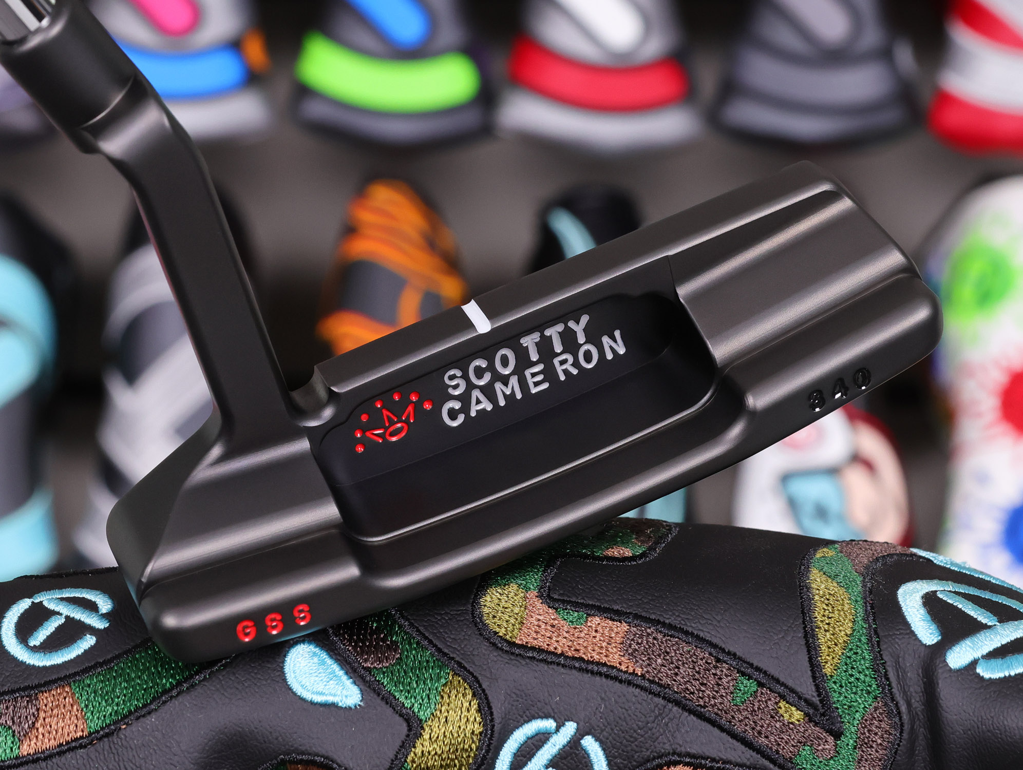 scotty cameron tour only black gss timeless newport 2 circle t 340g putter with 7 point crown and top line golf club
