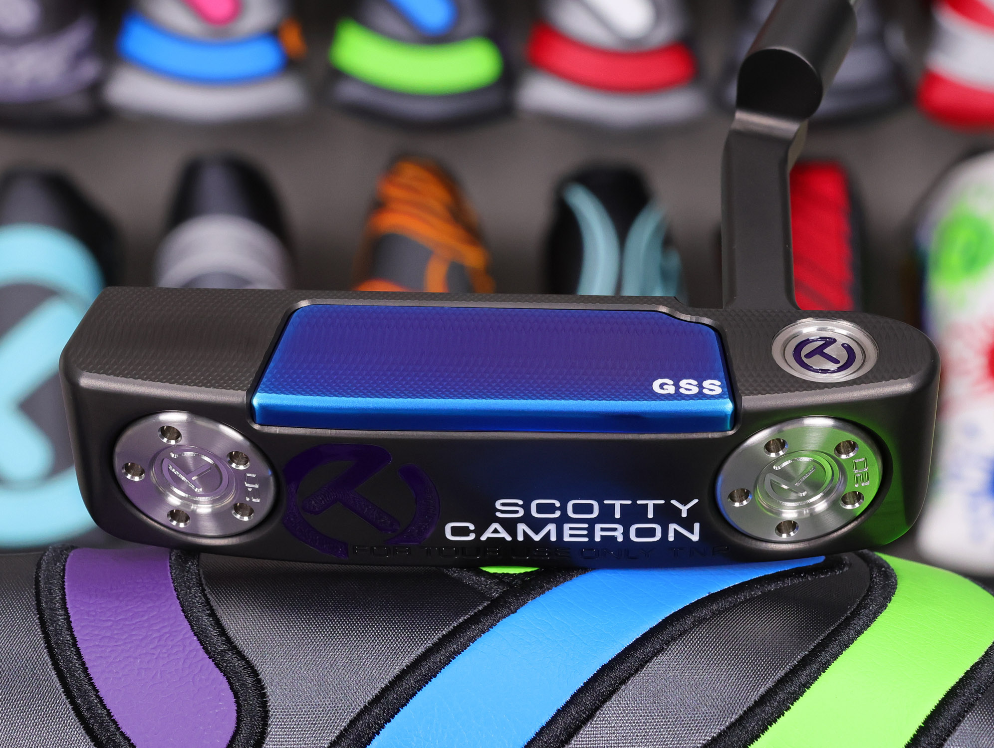 scotty cameron tour only chromatic blue gss insert black tnp newport select circle t 360g putter with black shaft golf club