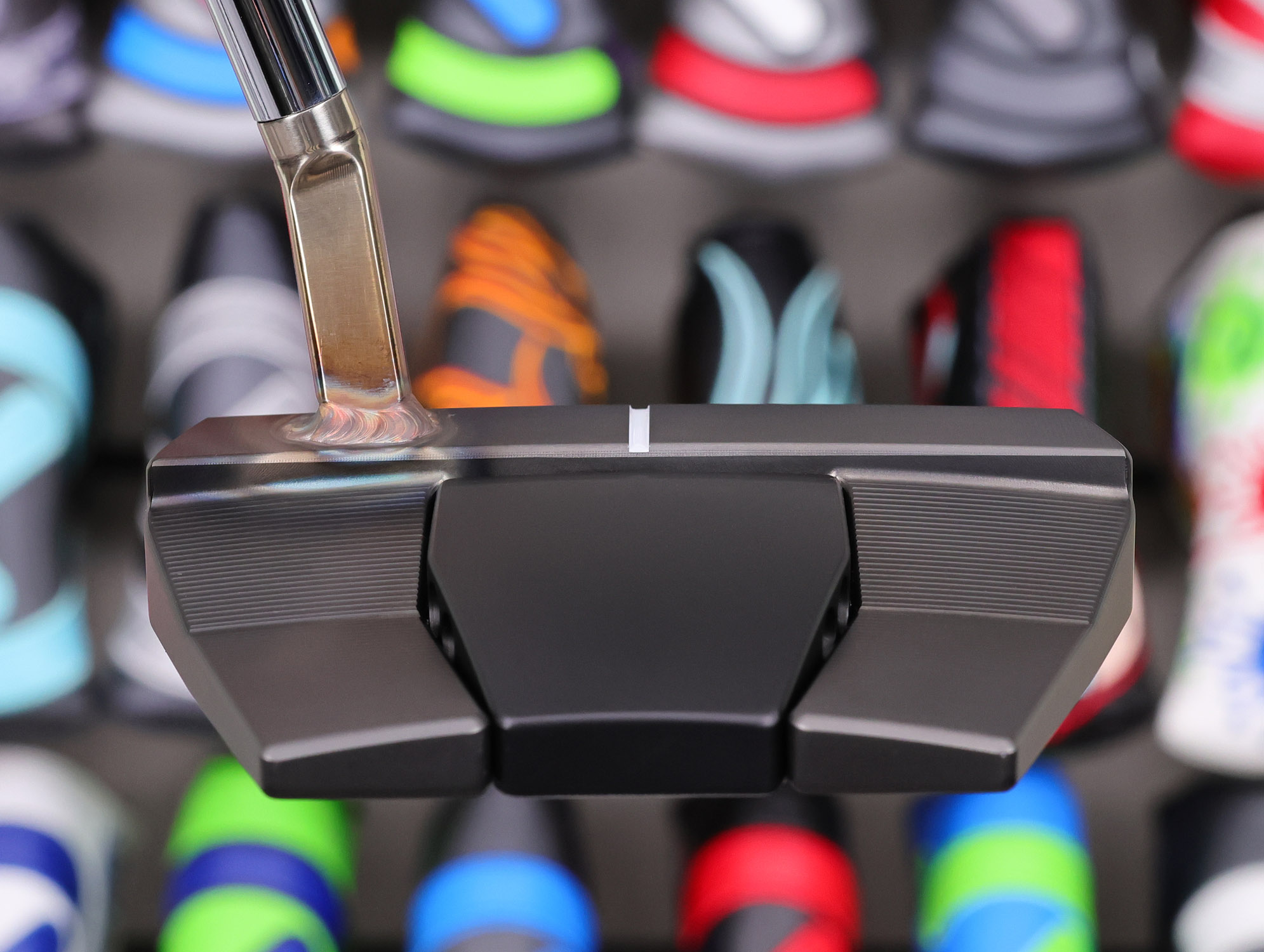 scotty cameron tour only two tone black and sss phantom x t9.5 circle t putter with welded and polished sss flojet neck and silver aluminum sole plate golf club