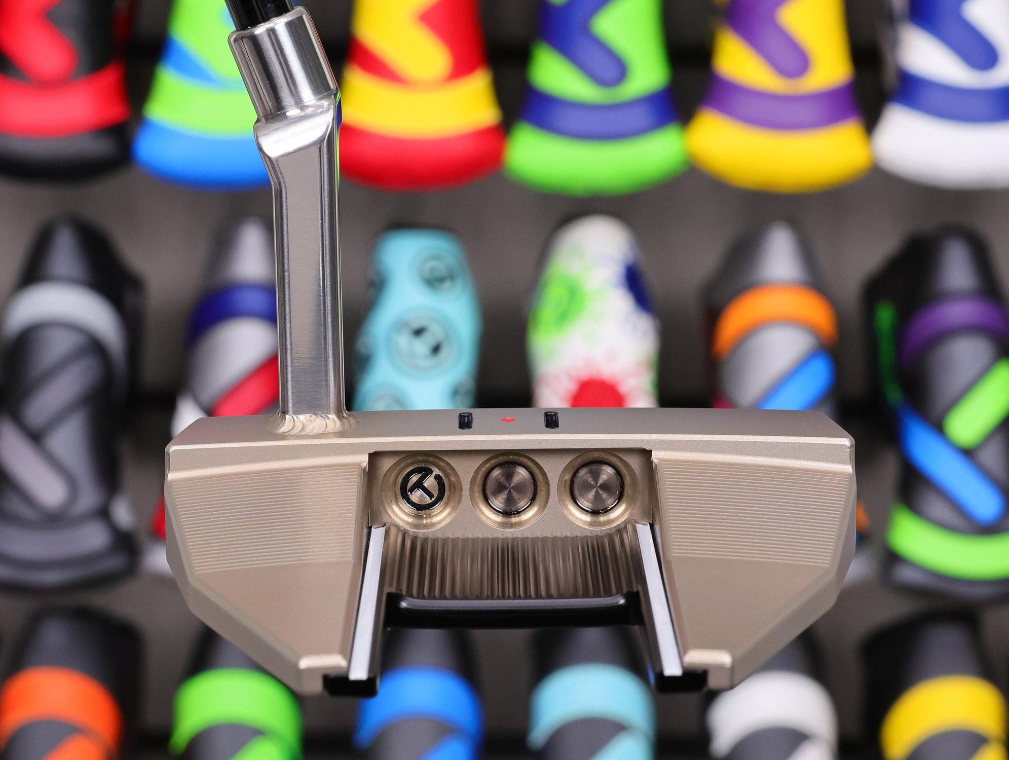 scotty cameron tour only two tone chromatic bronze and silver phantom x t7.2 circle t 360g putter with welded and polished sss plumber neck and black shaft with tour only alignment aid golf club