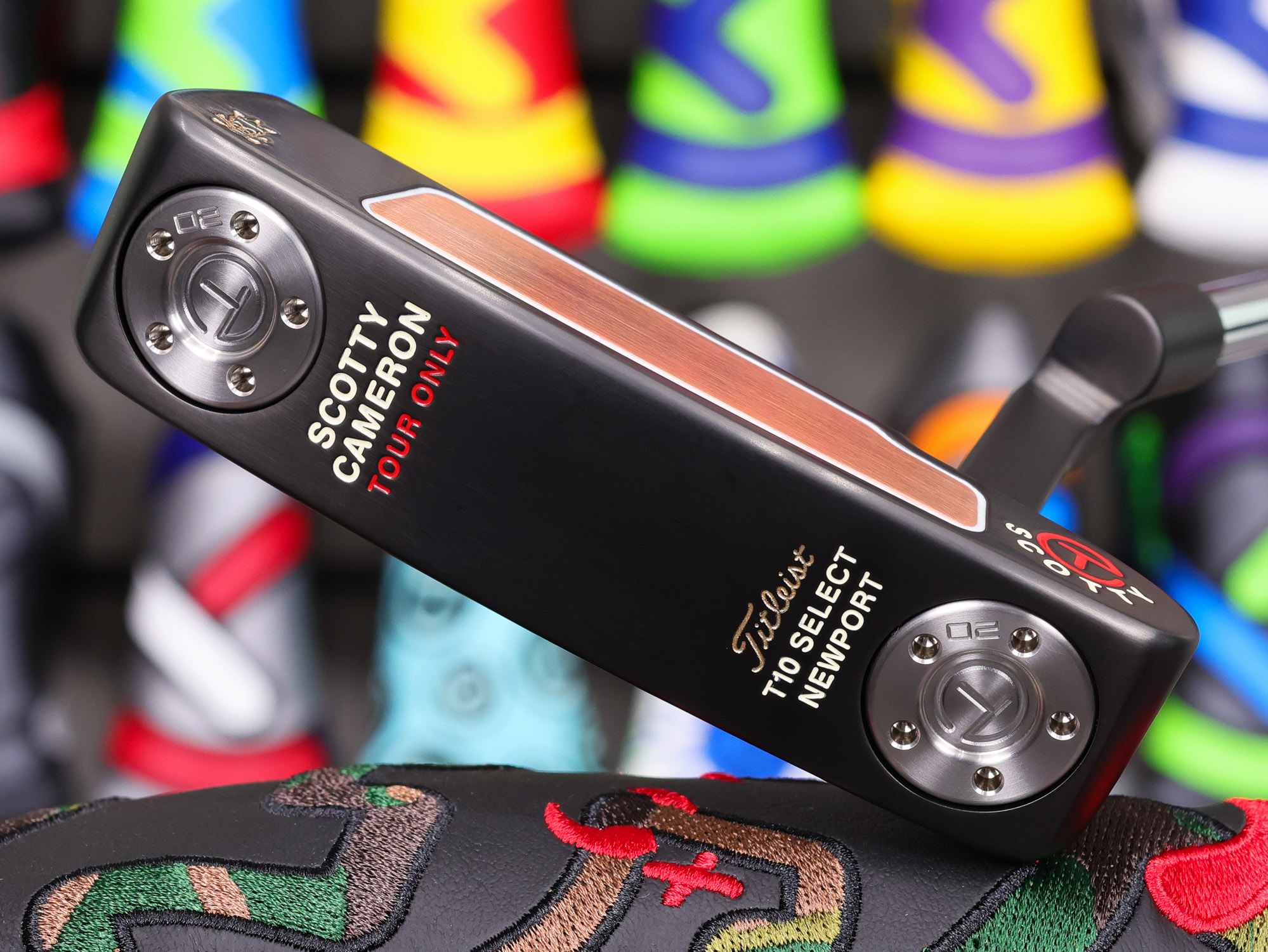 scotty cameron tour only black sss t10 newport buttonback teryllium insert circle t 360g putter with tour jester skull stamp and red sight dot golf club