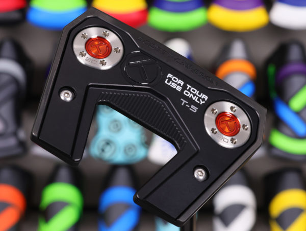 scotty cameron tour only black sss phantom t5 circle t 360g putter with black shaft translucent orange paint and top line golf club
