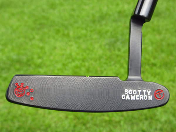 scotty cameron tour only brushed black carbon newport handstamped circle t putter with jackpot johnny stamp and top line golf club