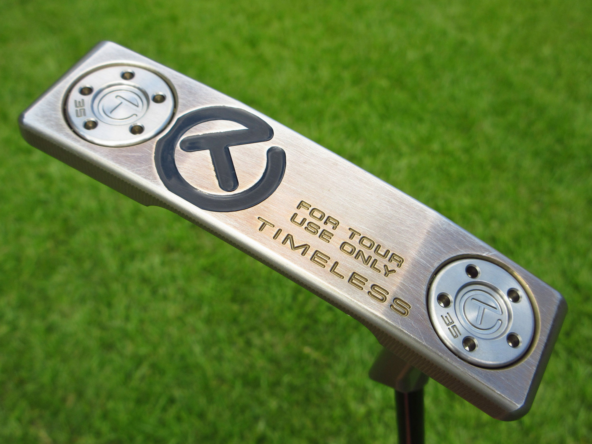 scotty cameron tour only chromatic bronze deep milled timeless tourtype circle t putter with top line and dual flange lines golf club