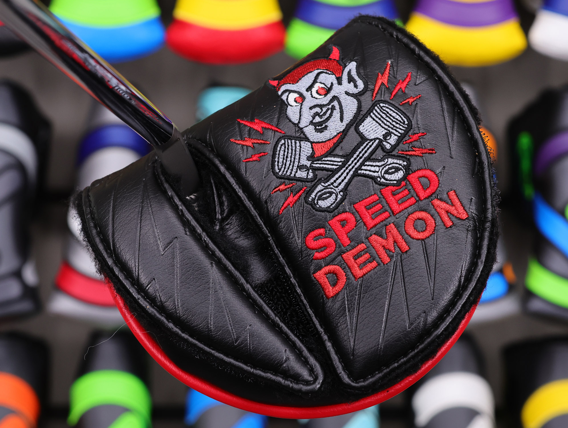 Scotty Cameron Speed Shop Limited Release Black & Red “Speed Demon” Mid Round Headcover - Image 2