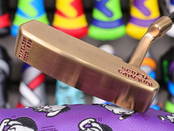 scotty cameron brushed chromatic bronze sss timeless newport 2 circle t 350g putter with black shaft and translucent red paint fill golf club
