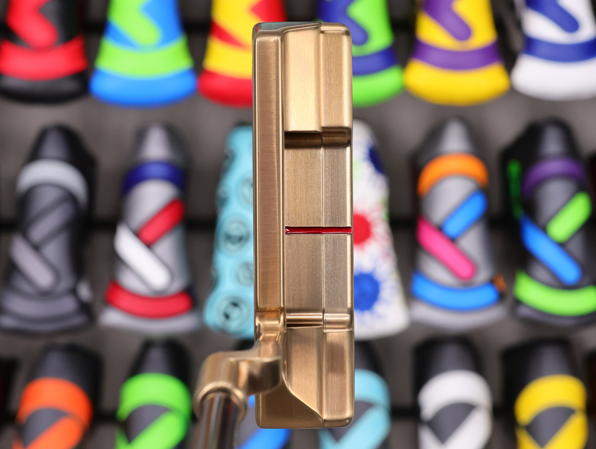 scotty cameron brushed chromatic bronze sss timeless newport 2 circle t 350g putter with black shaft and translucent red paint fill golf club