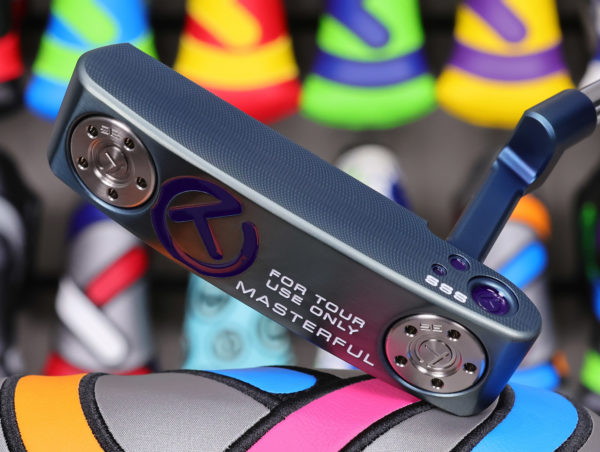 scotty cameron tour only mystic blue masterful tourtype circle t 360g putter with sight dot and blue perforated leather stitchback grip golf club