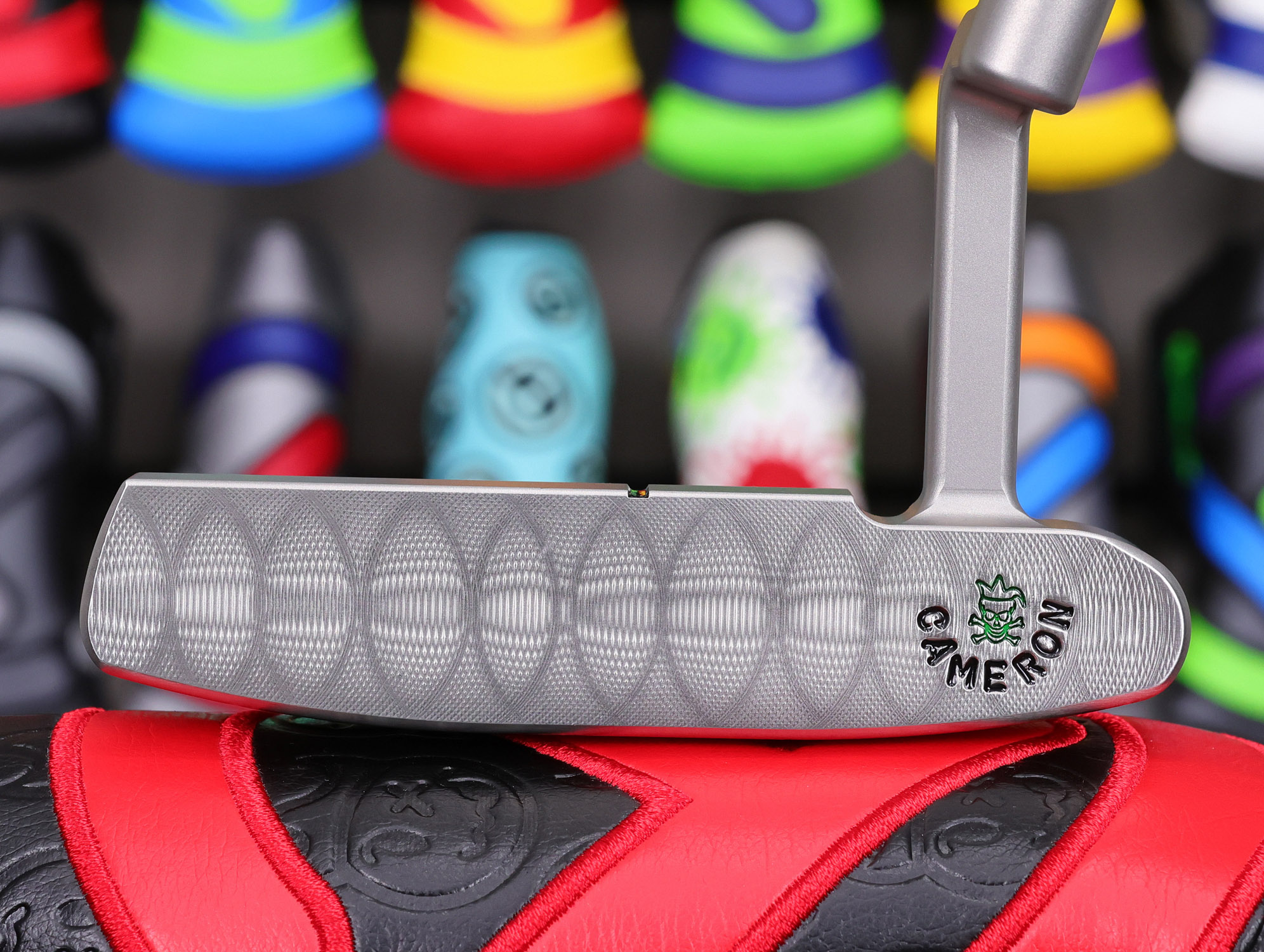 scotty cameron tour only sss masterful 009m circle t 350g putter with top line and hot head harry and tour jester skull stamps golf club