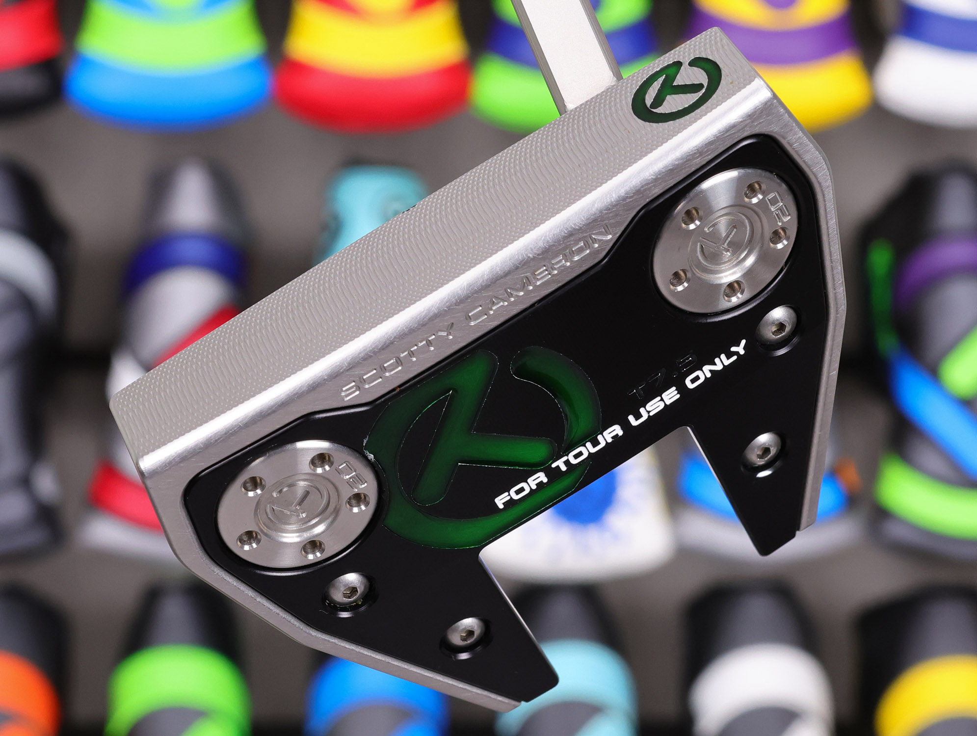 scotty cameron tour only sss phantom x t7.5 circle t 360g putter with welded flojet neck and purple baller boy circle t mid round headcover