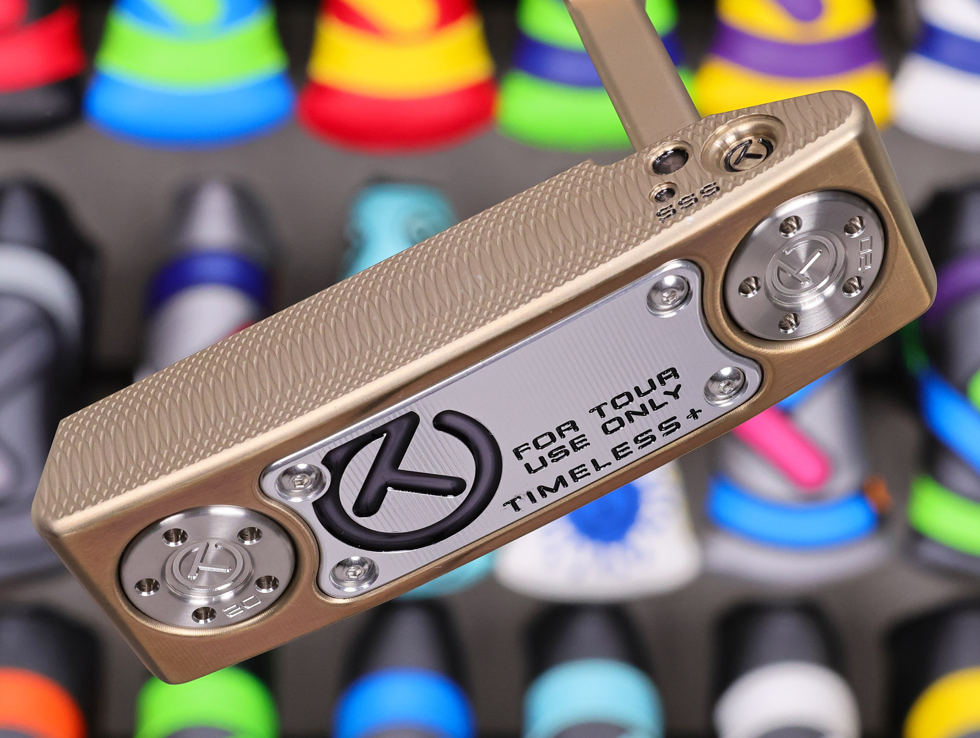 scotty cameron tour only chromatic bronze deep milled sss timeless plus tourtype circle t 360g with vertical top line and black shaft golf club
