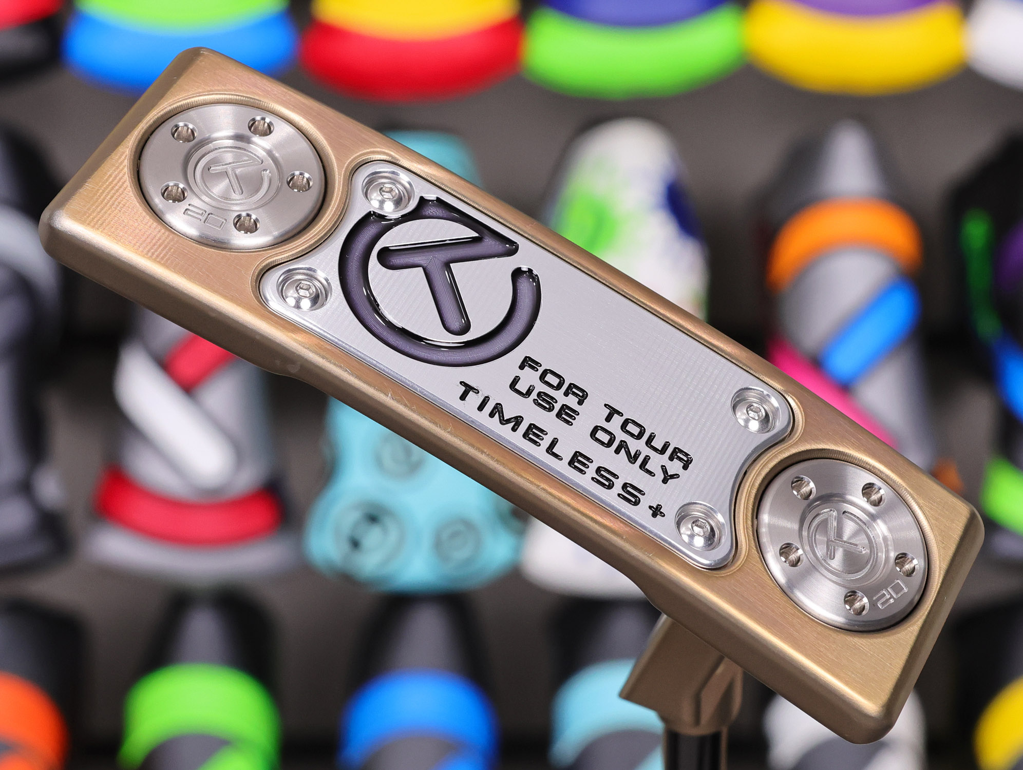 scotty cameron tour only chromatic bronze deep milled sss timeless plus tourtype circle t 360g with vertical top line and black shaft golf club