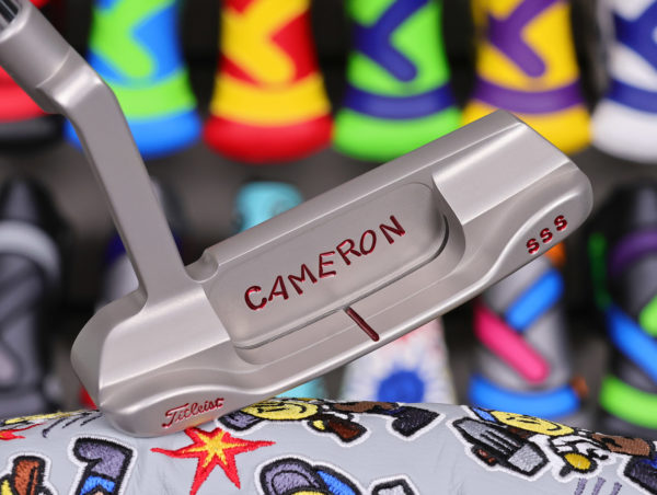 scotty cameron tour only sss newport beach handstamped circle t 330g putter with sound slot and translucent red paint fill golf club