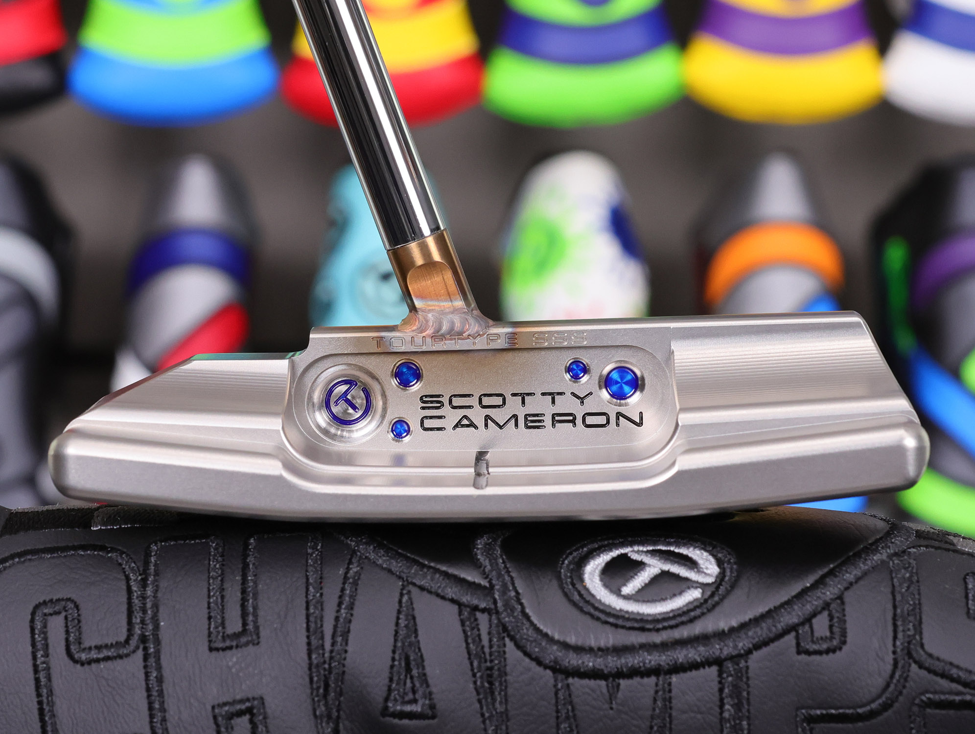 scotty cameron tour only two tone sss timeless plus tourtype circle t 360g with chromatic bronze welded centershaft spud neck golf club