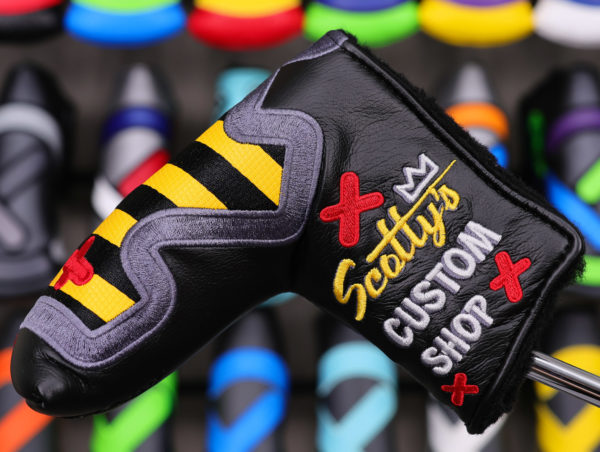scotty cameron tour only custom shop bumble bee junk yard dog black and yellow blade headcover