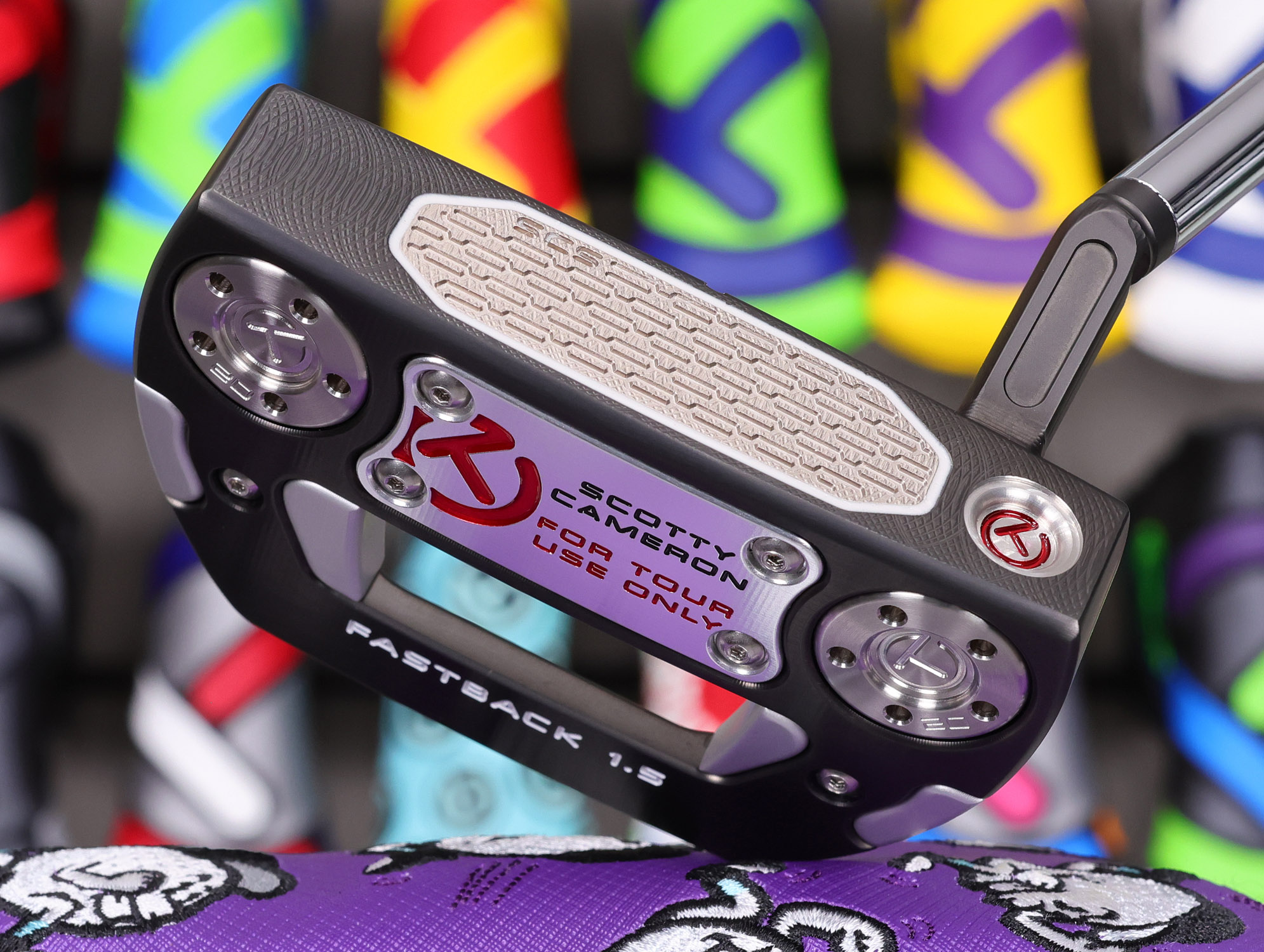 scotty cameron tour only black fastback 1.5 studio style circle t 360g putter with top line and carbon steel chain link milled insert golf club