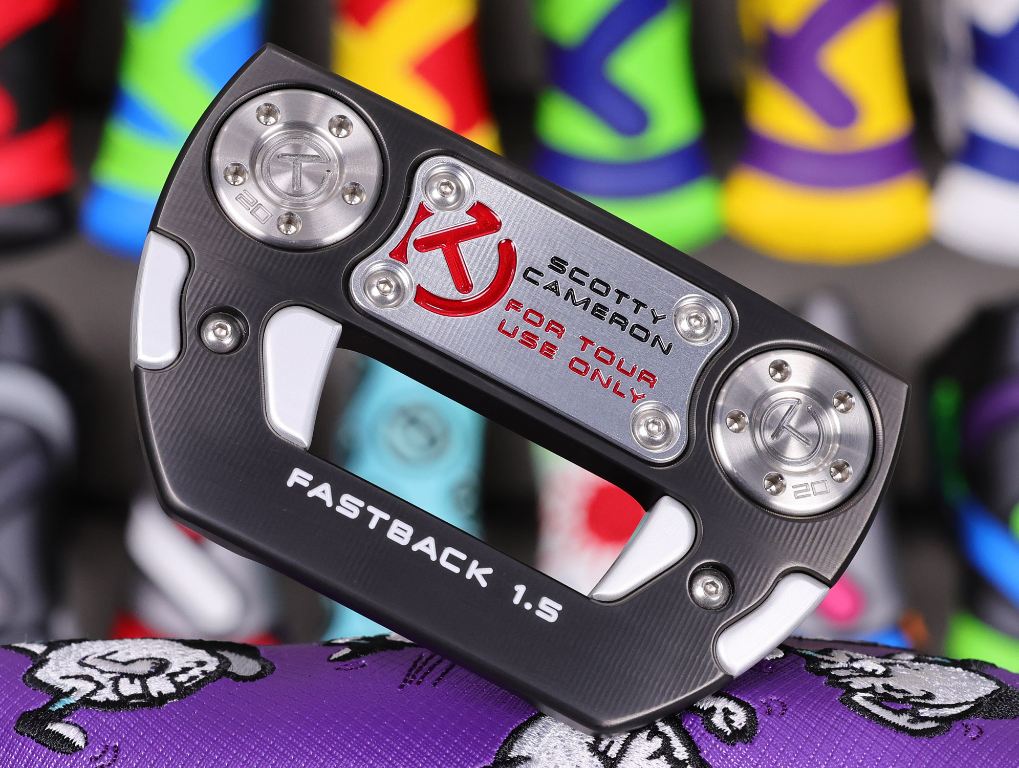 scotty cameron tour only black fastback 1.5 studio style circle t 360g putter with top line and carbon steel chain link milled insert golf club