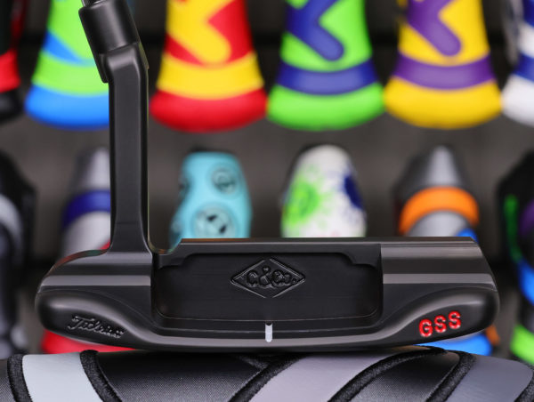 scotty cameron tour only black gss cameron and co newport beach handstamped circle t putter with sound slot and retro c&co. stamping golf club